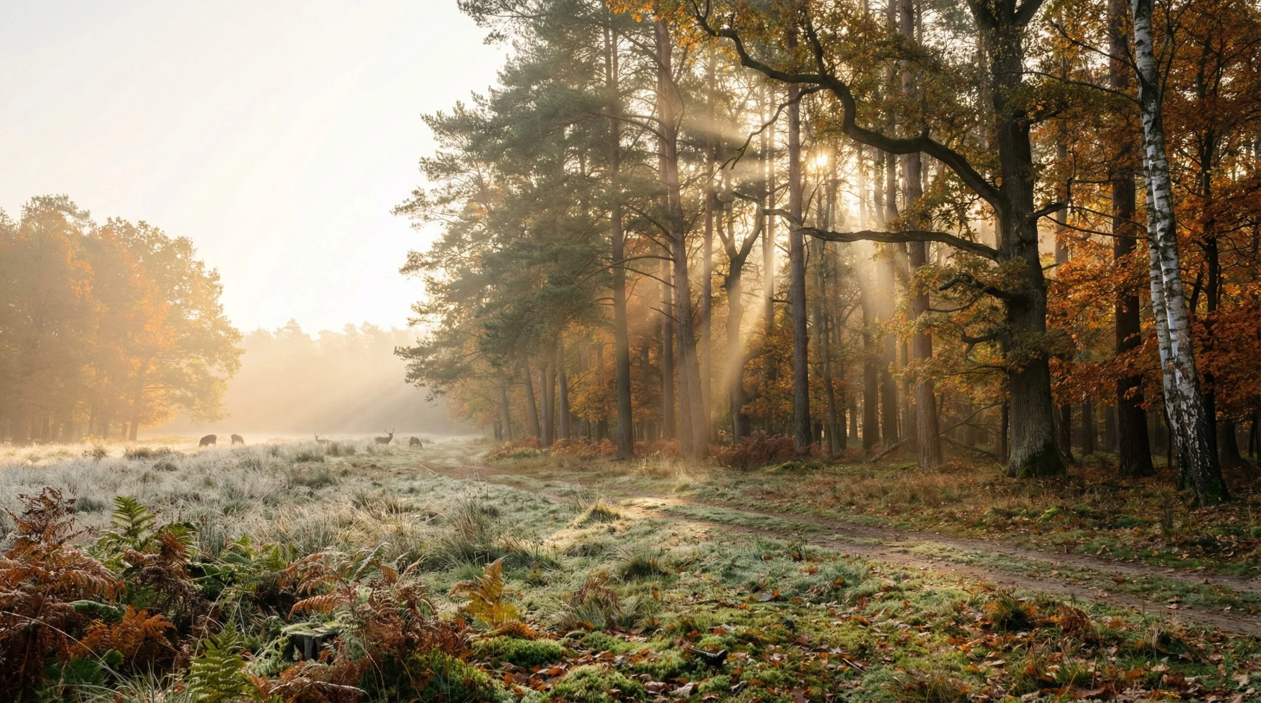 Herbstlicher Wald im Morgennebel